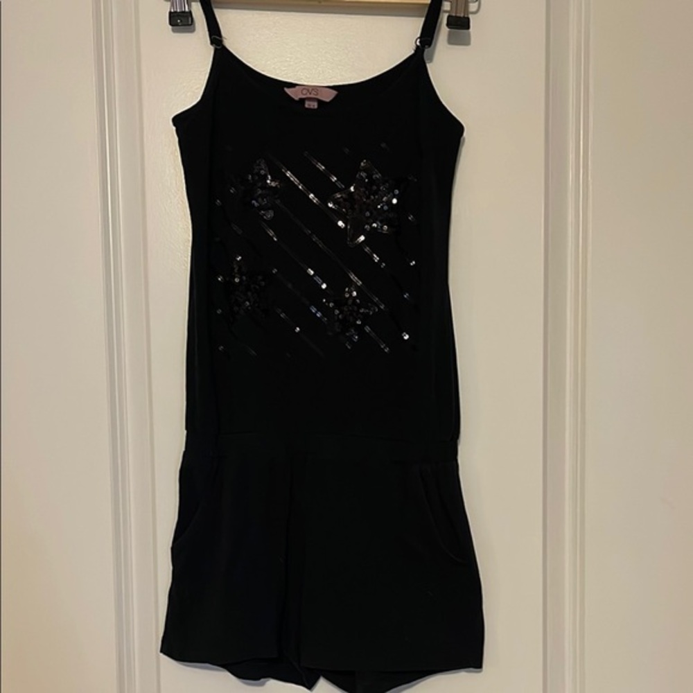 Black Sequin Embellished Romper